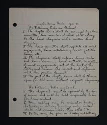 Xi Chapter House Rules, 1915-16