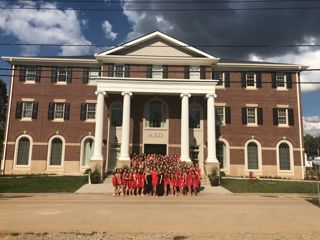 Delta Omega Chapter Members in Front of Chapter House Photograph, September 2018