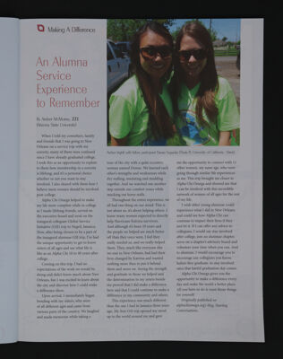 An Alumna Service Experience to Remember, Fall 2015