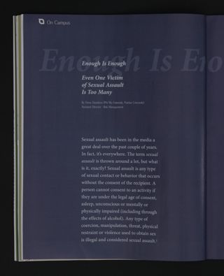 Enough is Enough: Even One Victim of Sexual Assault is Too Many, Fall 2015