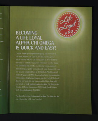 Becoming a Life Loyal Alpha Chi Omega is Quick and Easy!, Fall 2015
