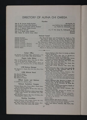 Directory of Alpha Chi Omega, November 1948
