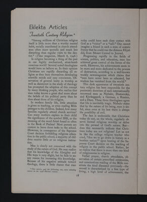 Eklekta Articles: Twentieth Century Religion, November 1948