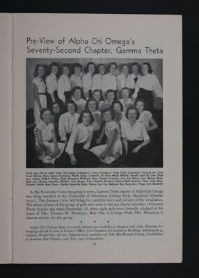 Pre-View of Alpha Chi Omega's Seventh-Second Chapter, Gamma Theta, November 1948