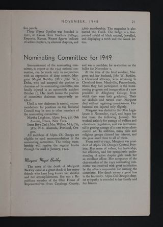 Nominating Committee for 1949, November 1948