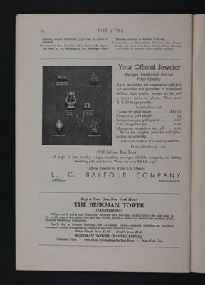 The Beekman Tower Advertisement, November 1948