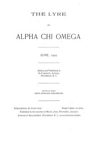 The Lyre of Alpha Chi Omega, Vol. 6, No. 2, June 1902