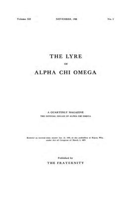 The Lyre of Alpha Chi Omega, Vol. 12, No. 1, November 1908