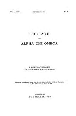 The Lyre of Alpha Chi Omega, Vol. 13, No. 1, November 1909