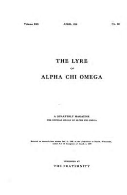 The Lyre of Alpha Chi Omega, Vol. 13, No. 3, April 1910