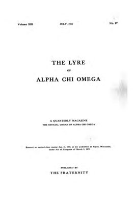 The Lyre of Alpha Chi Omega, Vol. 13, No. 4, July 1910