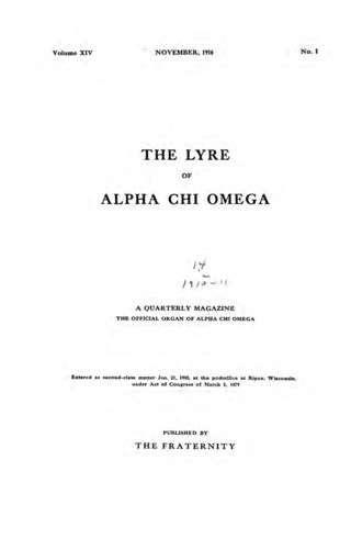 The Lyre of Alpha Chi Omega, Vol. 14, No. 1, November 1910