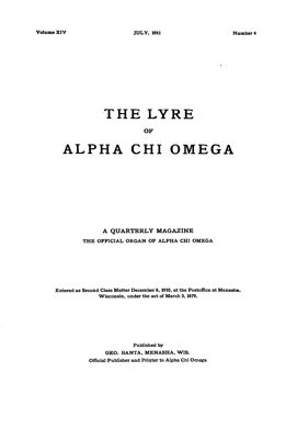 The Lyre of Alpha Chi Omega, Vol. 14, No. 4, July 1911