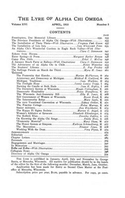 The Lyre of Alpha Chi Omega, Vol. 16, No. 3, April 1913