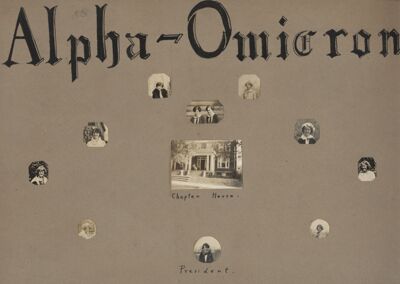 Composite pages from a scrapbook, Alpha Omicron (The Ohio State University), ca. 1920