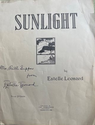 Sheet music for "Sunlight," composed by Founder Estelle Leonard