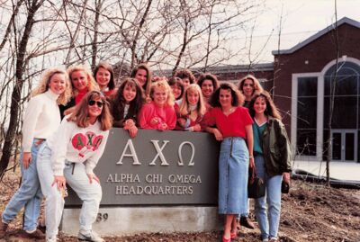 Members of the Alpha Delta chapter at the University of Cincinnati visit headquarters, 1993, photograph