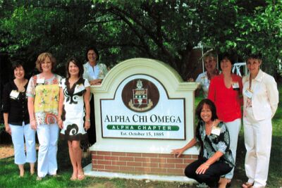 Alumnae of the Alpha chapter (DePauw University) visit campus, ca. 2000, photograph