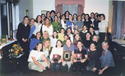 Delta Zeta chapter (Central Michigan University) members with awards, 1998, photograph