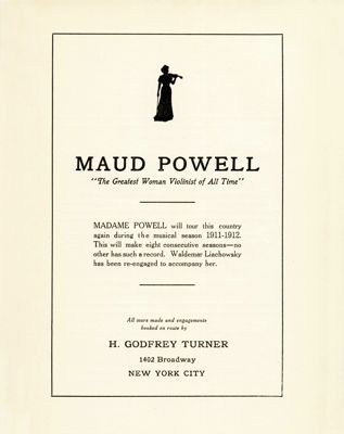 Promotional piece for Maud Powell (Alpha, DePauw University), 1911