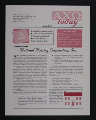 Alpha Chi Omega Today, Spring 1997