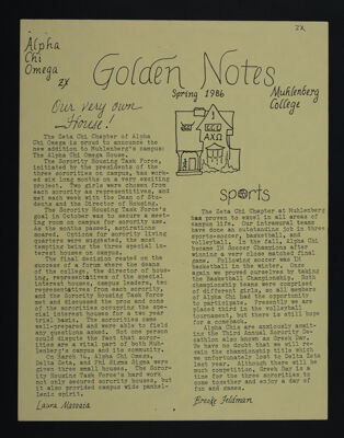 Golden Notes Newsletter, Spring 1986