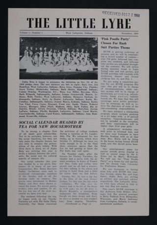 The Little Lyre, Vol. 1, No. 1, November 1960