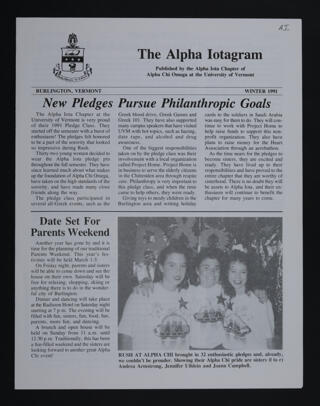 The Alpha Iotagram, Winter 1991