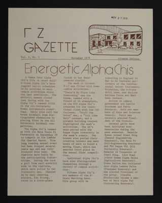 Gamma Zeta Gazette Vol. 1, No. 2, November 1979