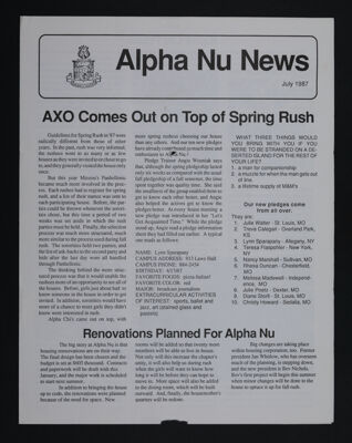 Alpha Nu News, July 1987