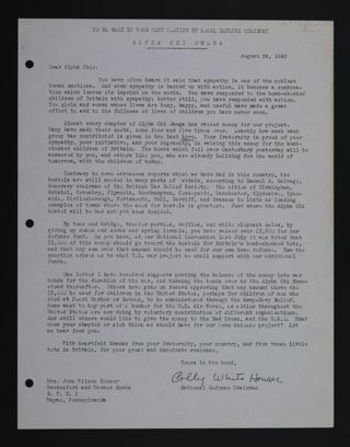 Polly Houser to Alpha Chis Letter, August 24, 1942