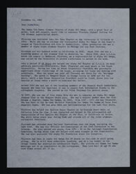 Linda Thomas to Alpha Chis Letter, November 12, 1982