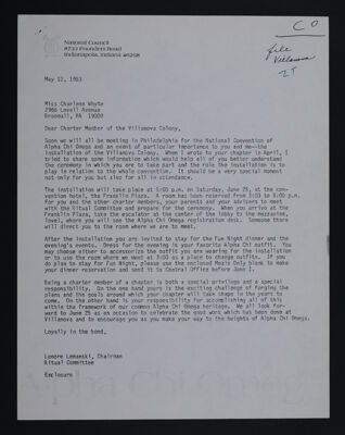 Lenore Lemanski to Charlene Whyte Letter, May 12, 1983