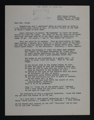 Ruth O. Darragh to Mrs. Clark Letter, March 25, 1949