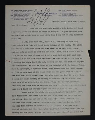 Winifred Mount to Fay Kent Letter, June 15, 1911