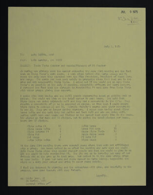 Lois Burdick to Lois Tullis Letter, July 2, 1975