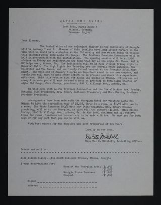 Deette Mitchell to Alumnae of Alpha Chi Omega Letter, December 30, 1937