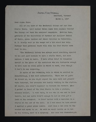 Thelma Belair to Alpha Chis Letter, March 1, 1947