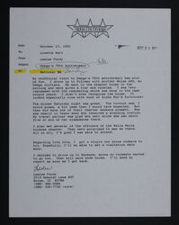 Leslee Purdy to Lynette Hart Letter, October 17, 1991