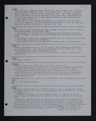 Hera Day Activities by Chapter Report, February-March 1941