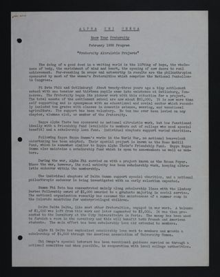 Know Your Fraternity: Fraternity Altruistic Projects, February 1936