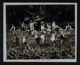 Gamma Omega Chapter Members by Rock Wall Photograph, c. 1960s