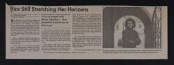 Rice Still Stretching Her Horizons Newspaper Clipping, c. 1992-93