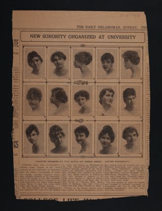 New Sorority Organized at University Newspaper Clipping, February 6, 1916