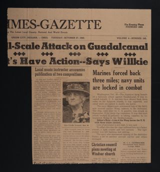 Local Music Instructor Announces Publication of Two Compositions Newspaper Clipping, October 27, 1942