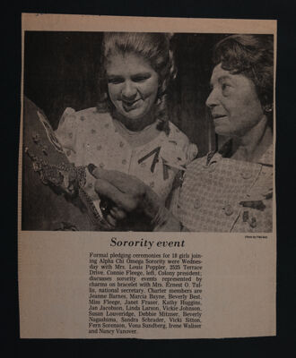 Sorority Event Newspaper Clipping, May 23, 1971