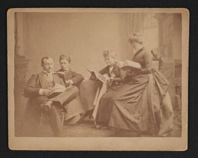 Early Alpha Chis and Two Men Studying Cabinet Card