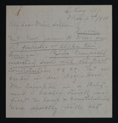 Bessie G. Keenan to Miss Siller Letter, May 2, 1910