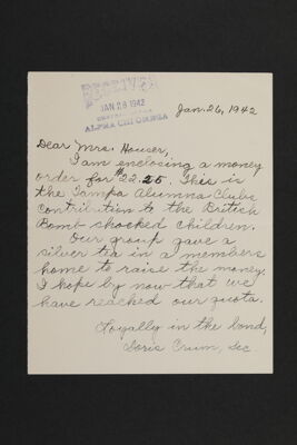 Doris Crum to Mrs. Houser Letter, January 26, 1942