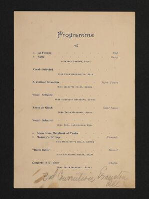 Third Convention Musicale Program, February 28-March 3, 1894